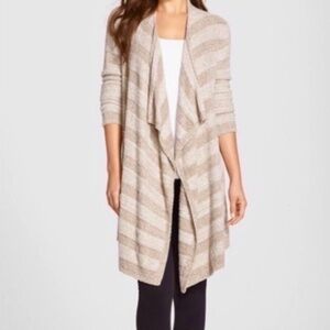 BAREFOOT DREAMS Bamboo Chic Lite Calypso Wrap Stripe Cardigan Sweater Large XL
